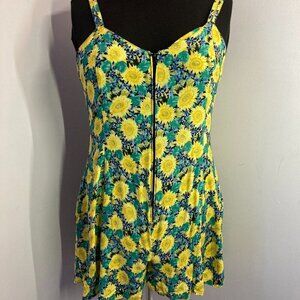 Floral Romper  with Yellow and Green Floral pattern Large